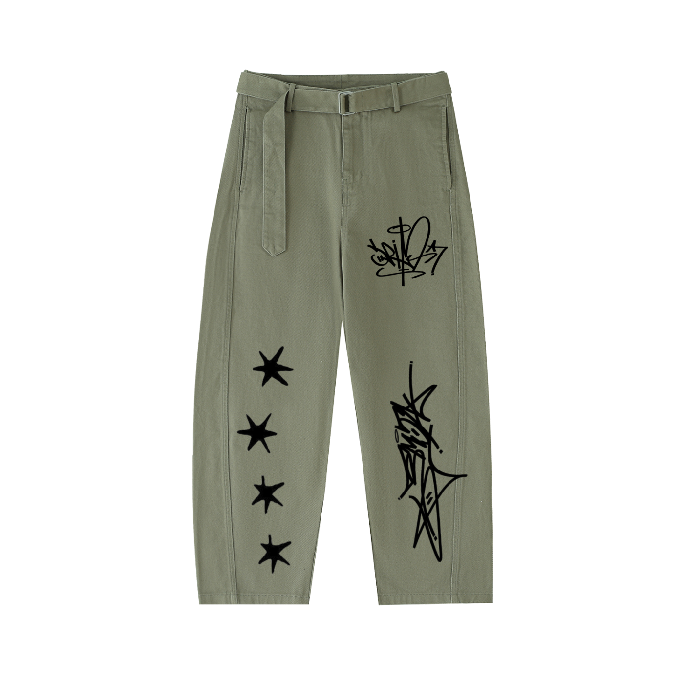 Graffiti Star Belted Pants