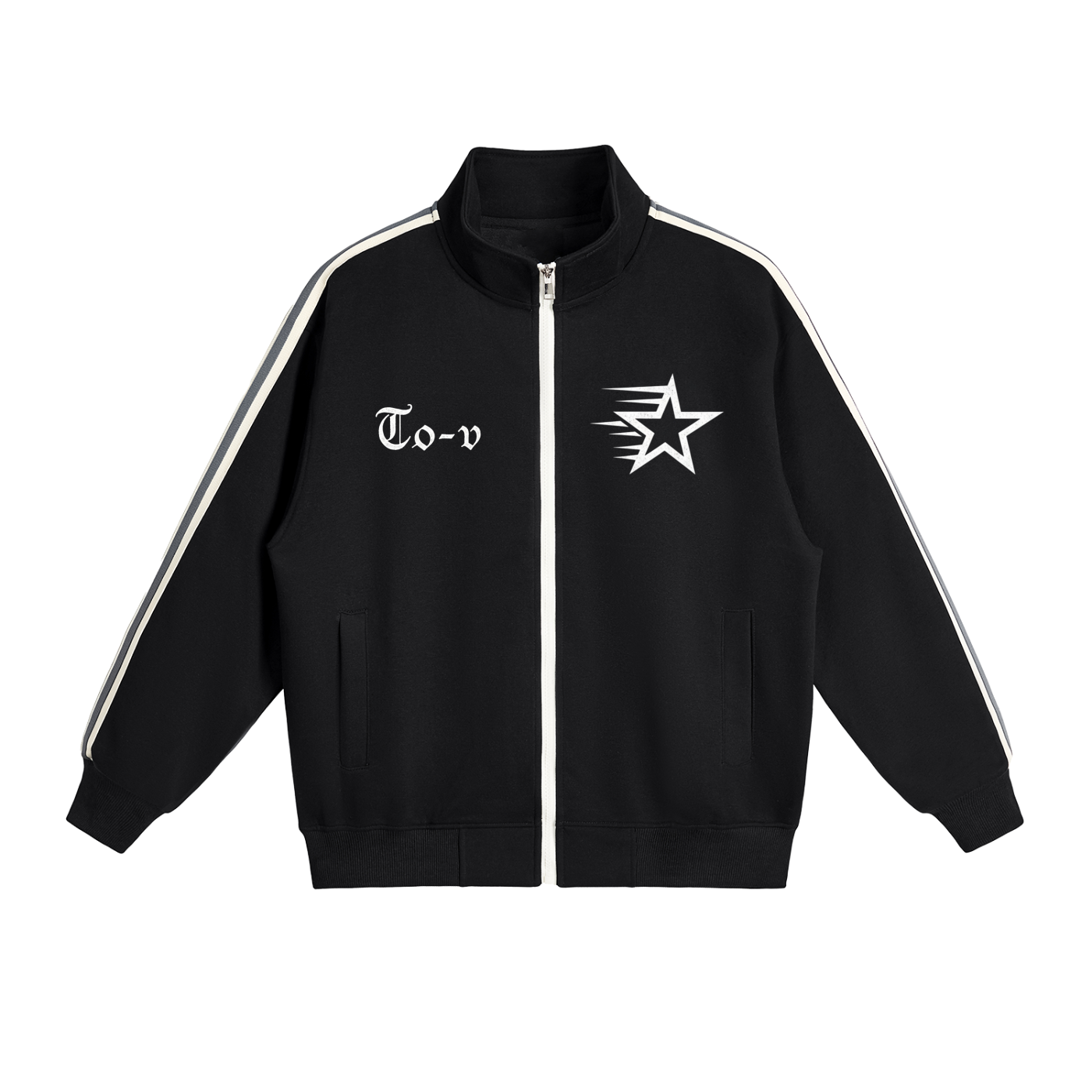 Side-Stripe Stand Collar Jacket