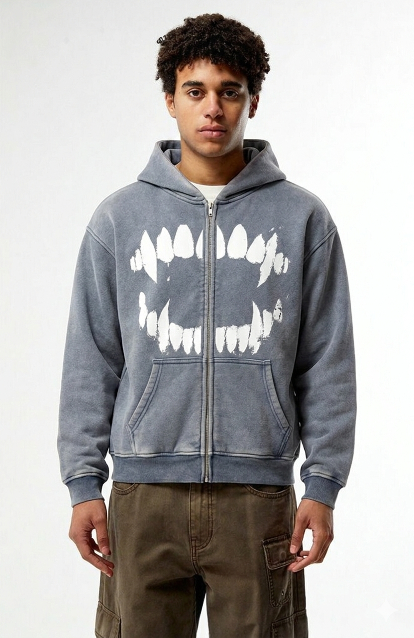 Zip-Through Boxy Fit Hoodie