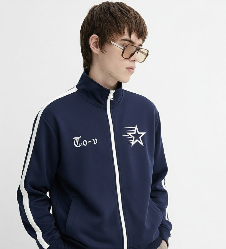 Side-Stripe Stand Collar Jacket