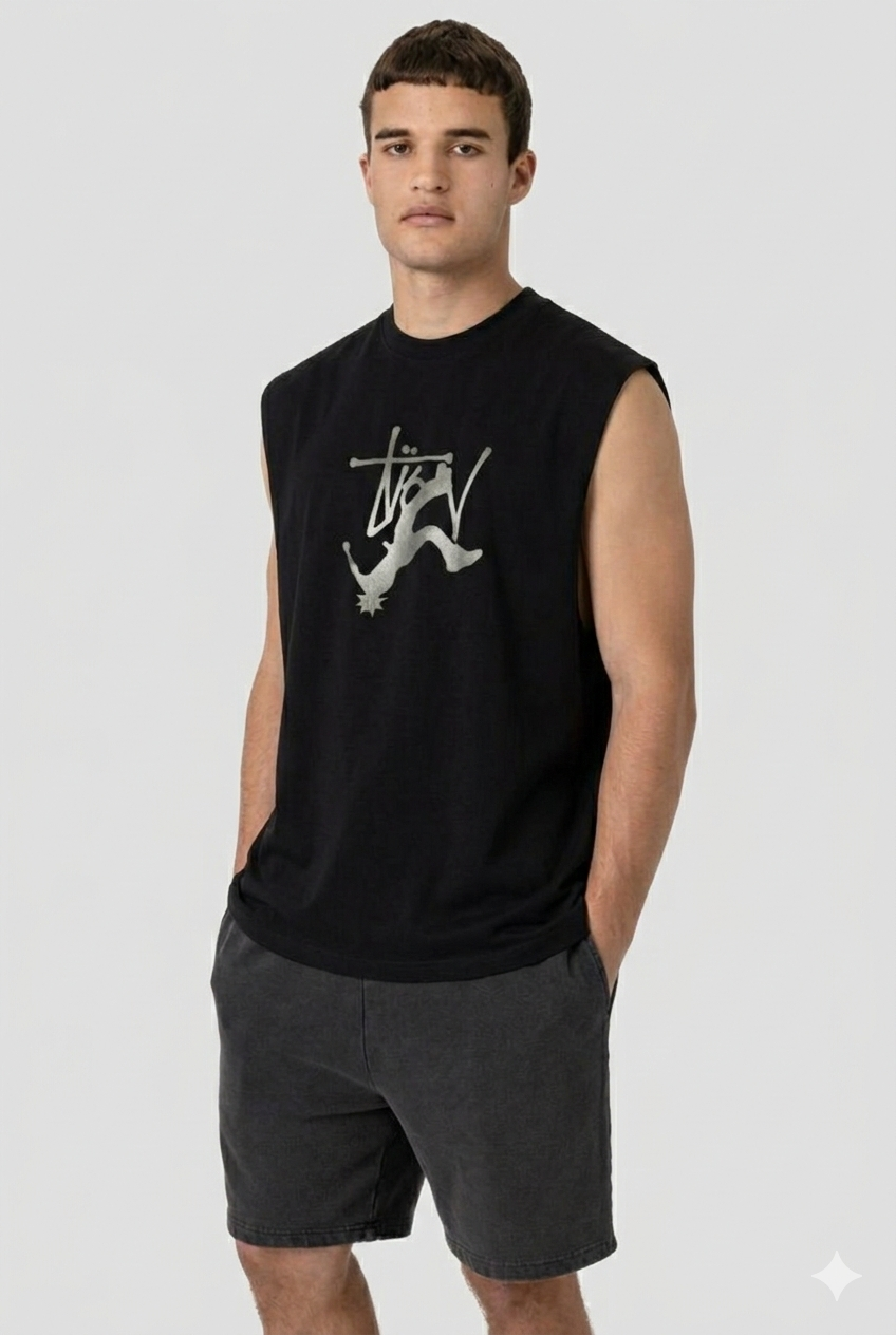 Raw Edge Cotton Tank Top