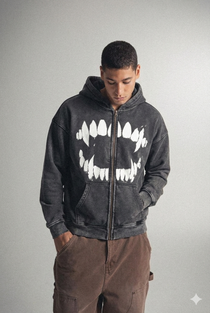 Zip-Through Boxy Fit Hoodie