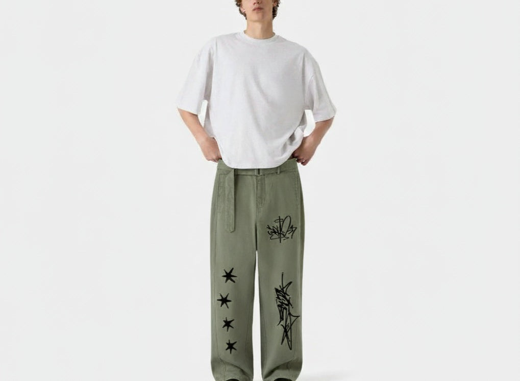 Graffiti Star Belted Pants