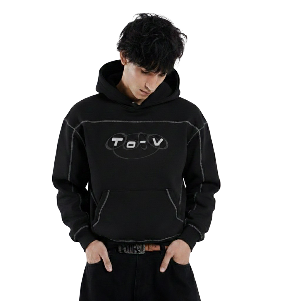 Contrast-Stitched Boxy Fit Hoodie