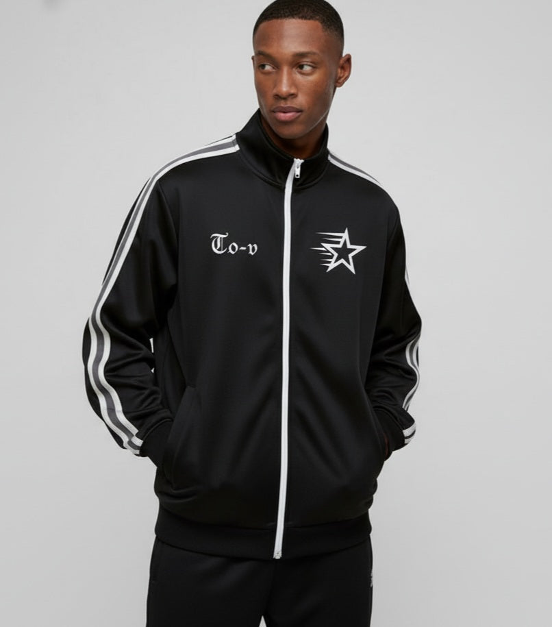 Side-Stripe Stand Collar Jacket