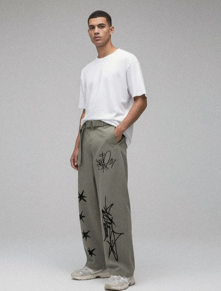 Graffiti Star Belted Pants