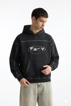 Contrast-Stitched Boxy Fit Hoodie