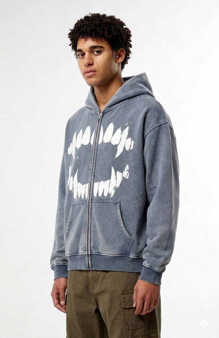 Zip-Through Boxy Fit Hoodie
