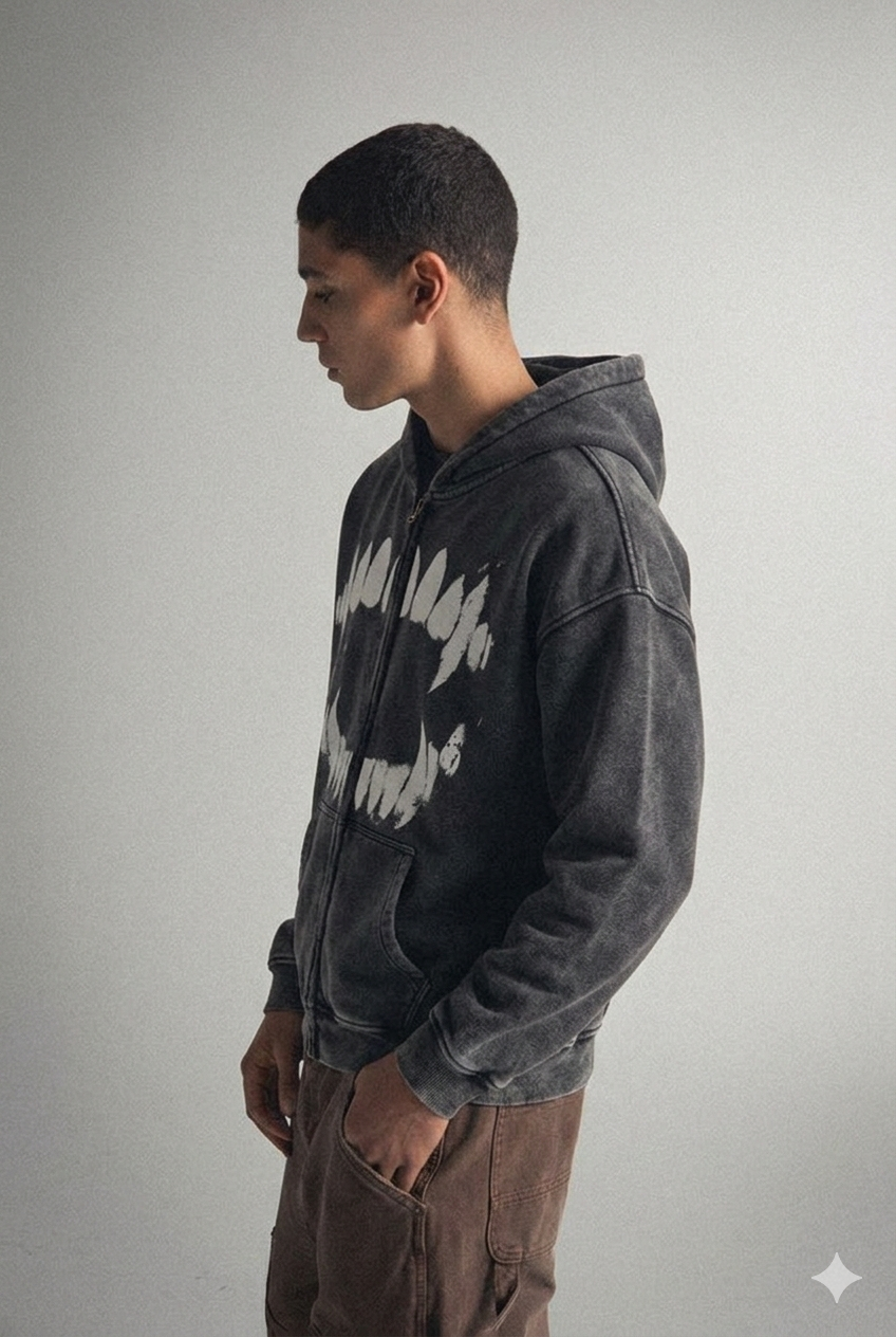 Zip-Through Boxy Fit Hoodie